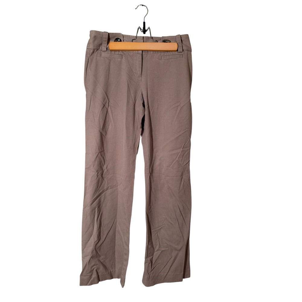 Ann Taylor Women's Sz 0 Chino Pant Signature Fit Just Below Waist Wide Leg Brown